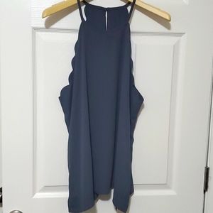 NWT scalloped racer back tank slate gray